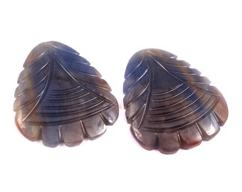 Natural Leaf Sapphire Pair: Loose Gemstone Cabochons (51 Cts)