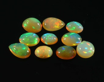 Welo Opal Cabochon Lot: Multi Fire Gemstones for Jewelry Making