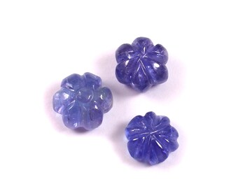 Carved Tanzanite Flower Cabochons, Natural Gemstone (15.5 Carats)