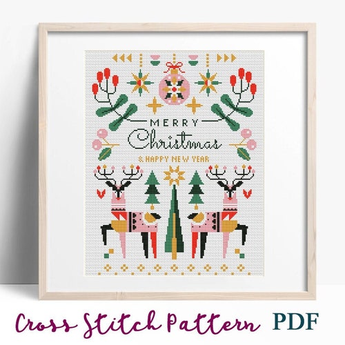 Nordic Christmas Hearts Cross Stitch Pattern PDF Instant Etsy