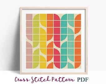 Abstract Cross Stitch Pattern, Modern x-stitch Pattern, Portrait Cross Stitch Chart, Bauhaus Geometric Ornament Pattern,Instant Download PDF