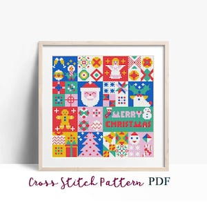 Christmas Cross Stitch Pattern, Modern sampler cross stitch chart, Winter Counted Cross Stitch Chart, Geometric Pattern,Instant Download PDF