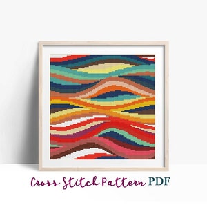 Abstract Cross Stitch Pattern, Modern Colorful x-stitch Pattern, Geometric Art Cross Stitch Chart, Minimalist Pattern, Instant Download PDF