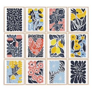 Set of 12 Modern Flowers Cross stitch patterns, Abstract nature cross stitch, Plant, Easy counted cross stitch chart. Instant download PDF