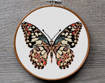 Butterfly cross stitch pattern, Woodland insect nature cross stitch, Hoop Embroidery. Modern counted cross stitch chart.Instant download PDF