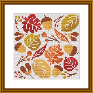 Fall cross stitch pattern, Halloween, Fall cross stitch PDF, Thanksgiving, Autumn Season Hand Embroidery. Modern counted cross stitch chart. image 5