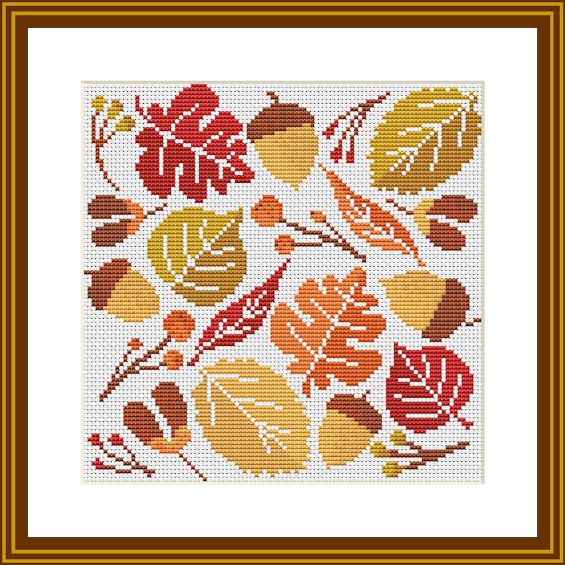 Fall cross stitch pattern, Halloween, Fall cross stitch PDF, Thanksgiving, Autumn Season Hand Embroidery. Modern counted cross stitch chart. image 5