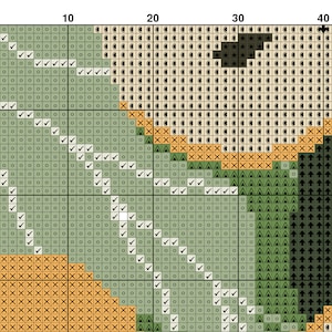 Korsstygnsmönster med sardiner, matkonst med sardiner, korsstygnsmönster med abstrakt fisk, modern korsstygnsdesign, direktnedladdning i PDF-format bild 3