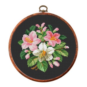 Vintage bloemen kruissteekpatroon, antieke kruissteekontwerp, mini x-steek bloemenpatroon, borduurbloemen, instant download pdf