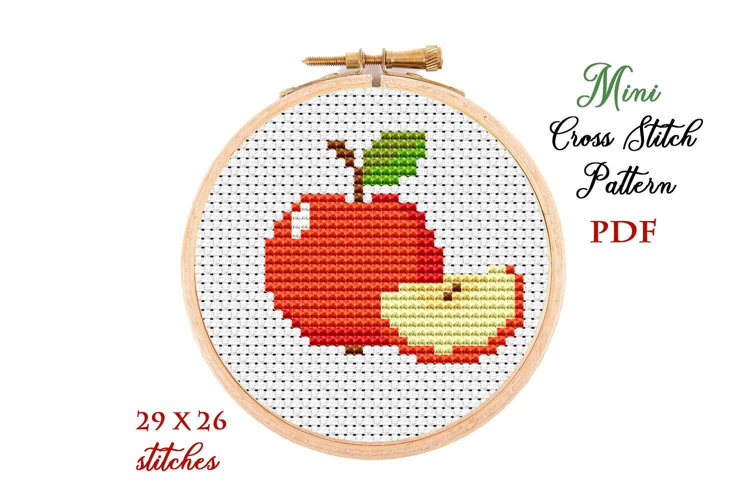 Beginner Cross Stitch Kit: Apples / Personalized Teacher Gift With