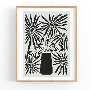 Kruissteekpatroon modern bloemen abstract, eenvoudig x-steekpatroon, bloemen kruissteekkaart, mini natuurpatroon, instant download pdf