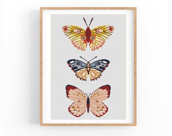 Butterfly Cross Stitch Pattern, Entomology Insect Embroidery Wall Decor (PDF Download)