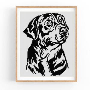 Schweizer Sennenhund Porträt Kreuzstichmuster, Modernes Kreuzstichmuster, Monochromer X-Stich Stickmuster, Sofort Download PDF
