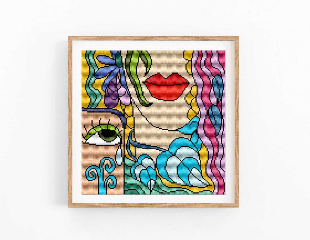 Abstract Cross Stitch Pattern, Fish Modern X-stitch Pattern, Love ...