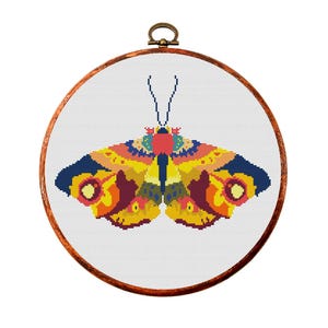 Patrón de punto de cruz, mariposa, acuarela, punto de cruz de la naturaleza, bordado en bastidor. Gráfico de punto de cruz contado moderno. Descarga instantánea en PDF