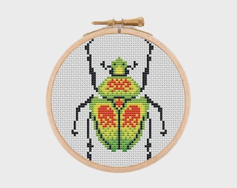 Mini Cross Stitch Pattern. Little bug. Counted cross stitch chart. Insect embroidery. Tiny xstitch for beginners. Instant download PDF