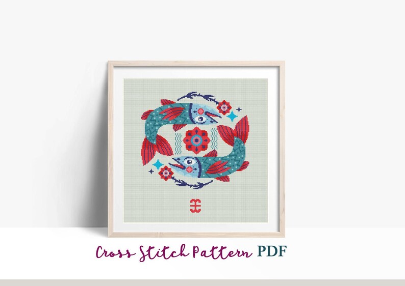 Pisces. Zodiac Sign. Modern Cross Stitch Pattern. Counted Etsy