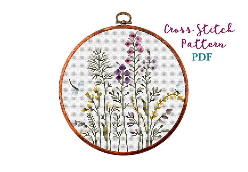 Herbs and Flowers. Modern Cross Stitch Pattern. Counted Cross Etsy