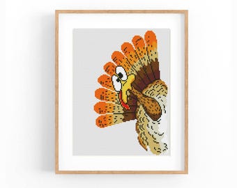 Thanksgiving cross stitch pattern, Turkey xstitch PDF, Autumn Season Hand Embroidery. Instant Download PDF