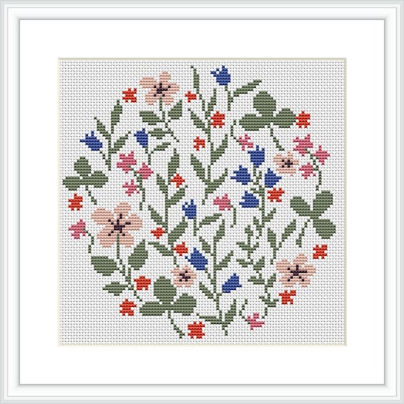 Wild Flowers. Modern Cross Stitch Pattern. Counted Cross Stitch