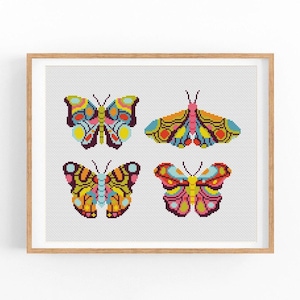 Butterfly cross stitch pattern, Insects, Entomology cross stitch, Moth embroidery wall decor, Modern cross stitch .Instant download PDF