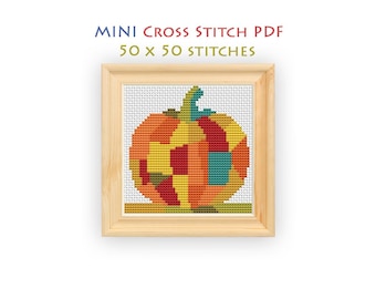 Pumpkin Cross Stitch Pattern, Compact Chart for Beginners, Mini Embroidery, Instant Download PDF