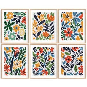 Set van 6 moderne bloemen kruissteekpatronen, abstracte natuur kruissteek, plant, eenvoudig te tellen kruissteekkaart. Pdf direct downloaden