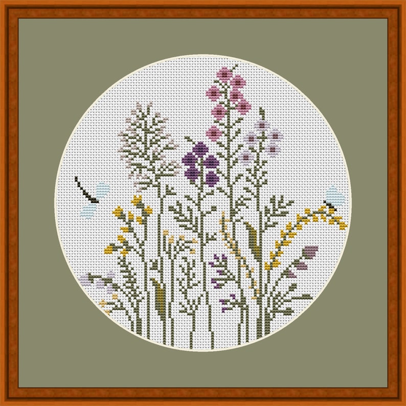 Herbs and Flowers. Modern Cross Stitch Pattern. Counted Cross Etsy