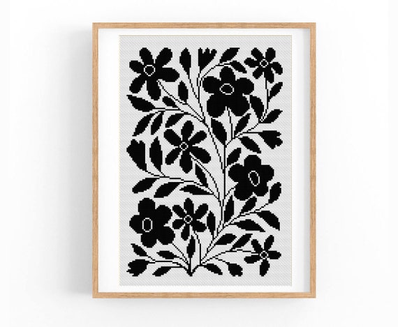 Cross Stitch Pattern Modern Floral Abstract, Modern Flowers