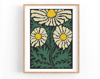 Cross Stitch Pattern Floral abstract art, Modern x-stitch Pattern, Flowers Cross Stitch Chart, Nature Ornament Pattern, Instant Download PDF