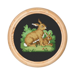 Vintage Cross Stitch Pattern, Antique Cross Stitch Design, Rabbit x-stitch pattern, Animal Victorian Embroidery, Bunny, instant download PDF