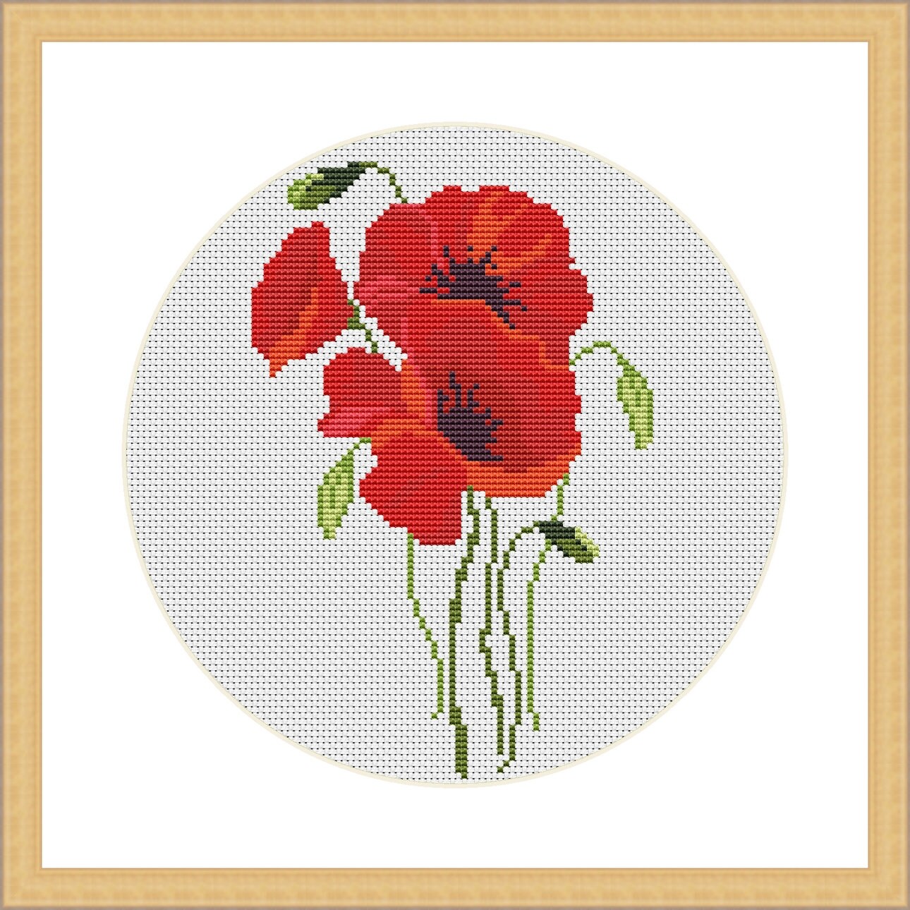 Cross Stitch Pattern. Poppies. Meadow Flowers. Counted Cross 
