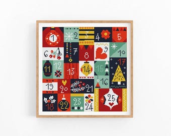 クロスステッチキット。アドベントカレンダー、Hello Christmas、刺繍