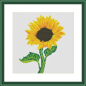 Cross Stitch Pattern. Sunflower. Summer Flower. Counted cross stitch chart. Nature hoop art embroidery. Small xstitch.Instant download PDF image 6
