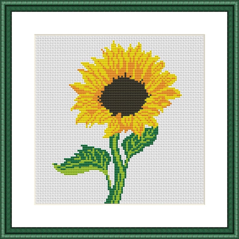 Cross Stitch Pattern. Sunflower. Summer Flower. Counted cross stitch chart. Nature hoop art embroidery. Small xstitch.Instant download PDF image 6