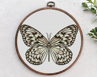 Cross stitch pattern, Realistic butterfly, Insect nature cross stitch, Hoop Art, Easy small counted cross stitch chart.Instant download PDF