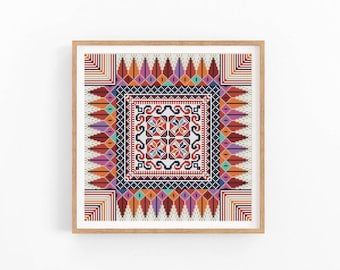 Folk Cross stitch pattern. Folk Embroidery Ornament. Counted xstitch chart. Cushion x-stitch. Instant download PDF
