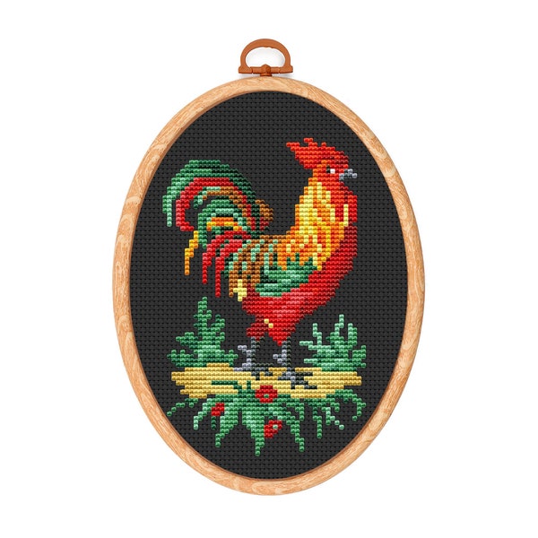 vintage Cross Stitch Pattern, Victorian, Antique Cross Stitch Design, Mini coq x-stitch pattern, Bird Embroidery, téléchargement immédiat PDF