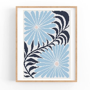 Cross Stitch Pattern Modern Floral Abstract, Boho flowers, Easy x-stitch Pattern, Cross Stitch Chart, Nature Pattern, Instant Download PDF