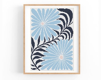 Cross Stitch Pattern Modern Floral Abstract, Boho flowers, Easy x-stitch Pattern, Cross Stitch Chart, Nature Pattern, Instant Download PDF