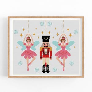 Merry Christmas Cross Stitch Pattern, Nutcracker Modern x-stitch Pattern, Winter Cross Stitch Chart, Holiday Pattern, Instant Download PDF