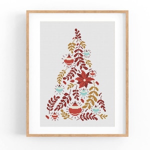 Merry Christmas Cross Stitch Pattern, Modern Cross Stitch, Holidays Cross Stitch Pattern,Christmas Tree, Instant Download PDF,Pattern Keeper
