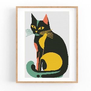 Cross Stitch Pattern, Cat Abstract, Modern x-stitch Pattern, Cross Stitch Chart, Kitten Lover Gift Pattern, Instant Download PDF