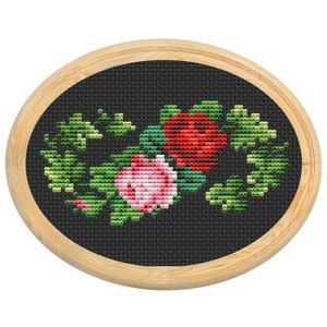 Vintage Flowers Cross Stitch Pattern, Antique Cross Stitch Design, Victorian Floral x-stitch pattern, Embroidery Flower,instant download PDF