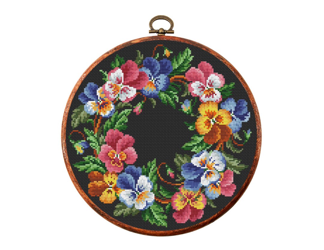 Vintage Flowers Cross Stitch Pattern, Antique Cross Stitch Design