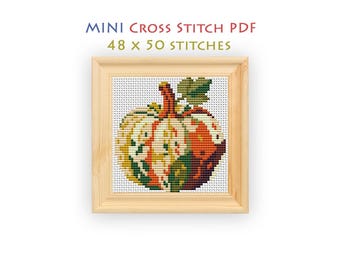 Autumn Pumpkin Cross Stitch Pattern, Farm Harvest Chart for Beginners, Mini Embroidery, Instant Download PDF