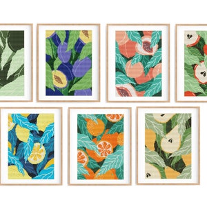 Set of 7 Modern Fruit Cross stitch patterns, Abstract nature cross stitch, Plant, Boho Easy counted cross stitch chart. Instant download PDF