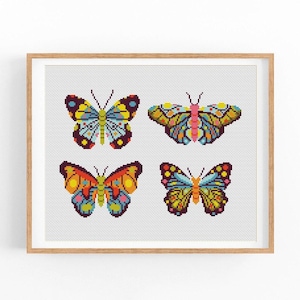 Butterfly cross stitch pattern, Insects, Entomology cross stitch, Moth embroidery wall decor, Modern cross stitch .Instant download PDF