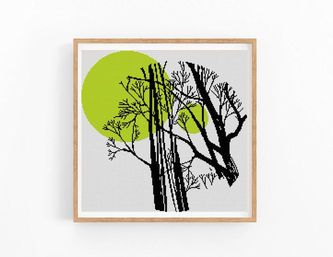 Tree Cross Stitch Pattern, Modern Abstract Nature Chart, Beginner ...