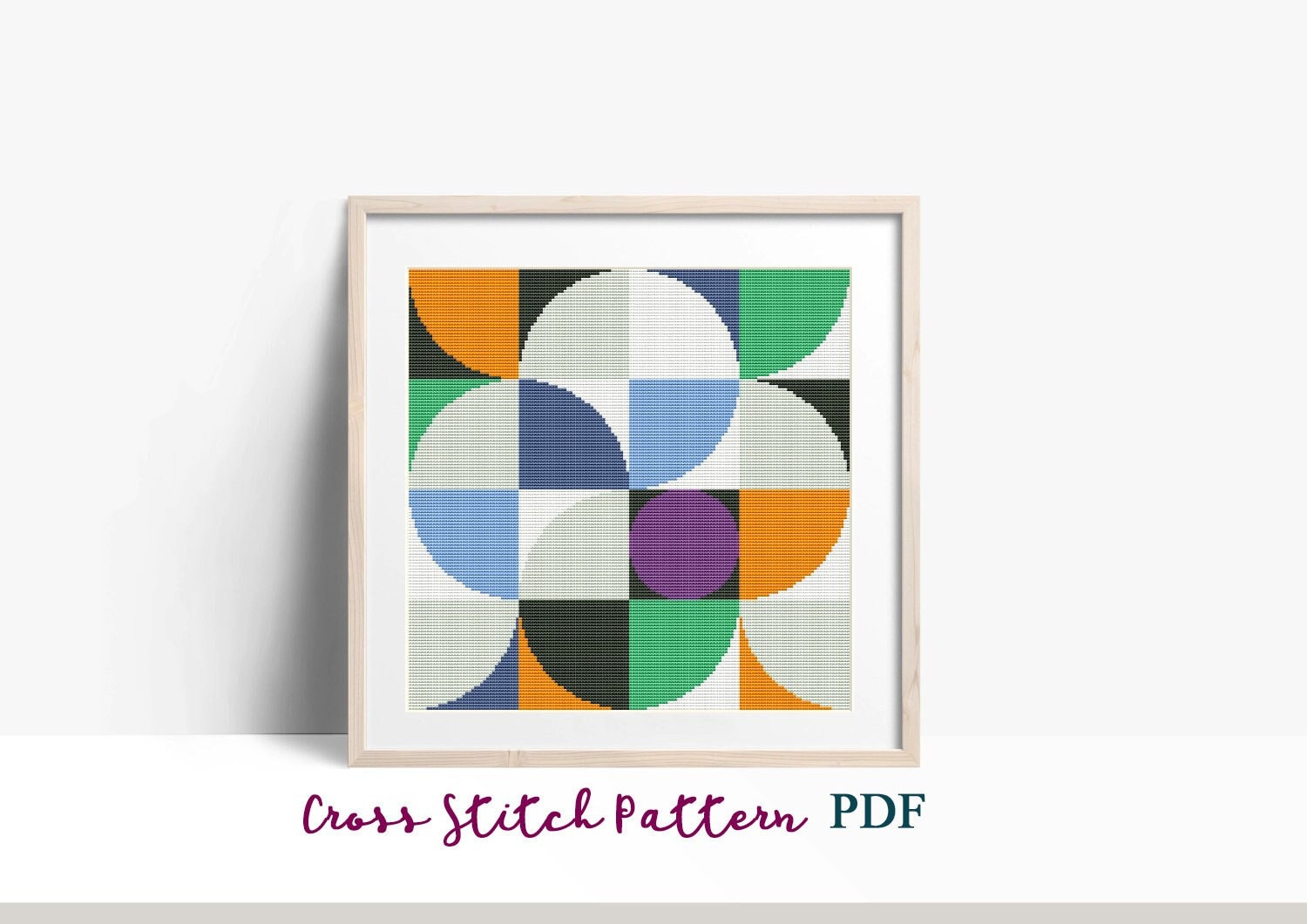 落款と図柄を組み合わせてお作りします♪ Symmetry Geometric Composition 532 Green Orange and Beige